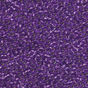 Miyuki 11 Round Seed Bead, 11-1345, Dyed Silver Lined Magenta, 13 grams