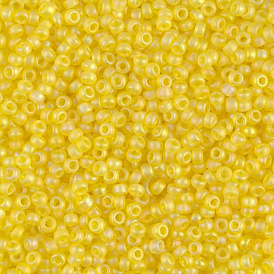 Miyuki 11 Round Seed Bead, 11-136FR, Matte Transparent Yellow AB, 13 grams