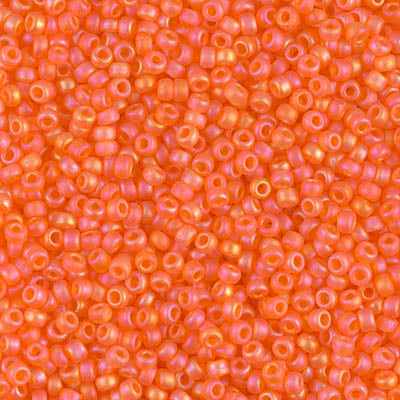 Miyuki 11 Round Seed Bead, 11-138FR, Matte Transparent Orange AB, 13 grams