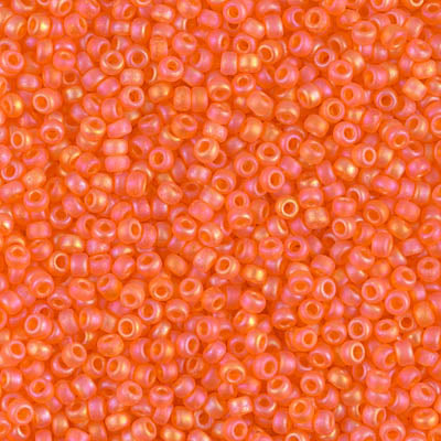 Miyuki 11 Round Seed Bead, 11-138FR, Matte Transparent Orange AB, 13 grams