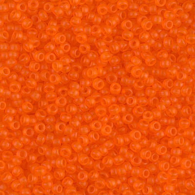 Miyuki 11 Round Seed Bead, 11-138F, Matte Transparent Orange, 13 grams