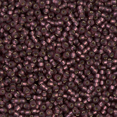 Miyuki 11 Round Seed Bead, 11-13F, Matte Silver Lined Dark Smoky Amethyst, 13 grams