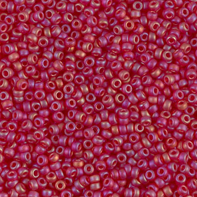 Miyuki 11 Round Seed Bead, 11-141FR, Matte Transparent Ruby AB, 13 grams