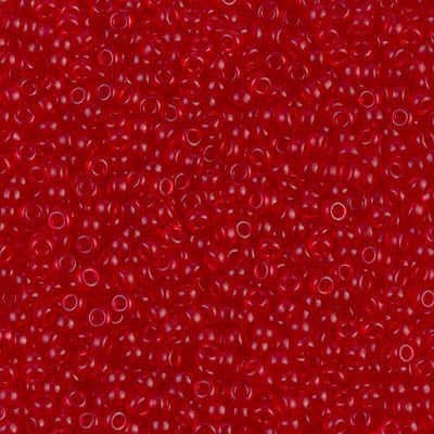 Miyuki 11 Round Seed Bead, 11-141SF, Semi Frosted Transparent Ruby, 13 grams