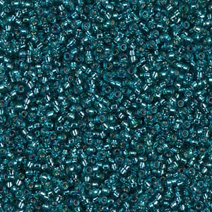 Miyuki 11 Round Seed Bead, 11-1424, Dyed Silver Lined Teal, 13 grams