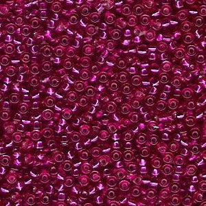 Miyuki 11 Round Seed Bead, 11-1436, Dyed Silver Lined Fuchsia, 13 grams