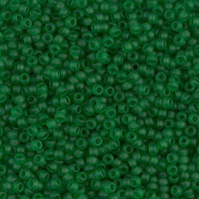 Miyuki 11 Round Seed Bead, 11-146F, Matte Transparent Green, 13 grams