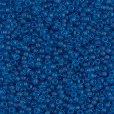 Miyuki 11 Round Seed Bead, 11-149F, Matte Transparent Capri Blue, 13 grams