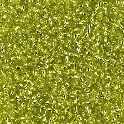 Miyuki 11 Round Seed Bead, 11-14, Silver Lined Chartreuse, 13 grams