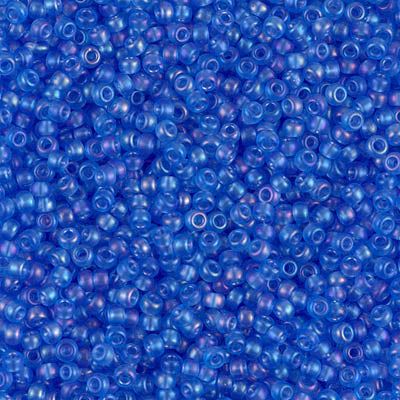Miyuki 11 Round Seed Bead, 11-150SFR, Semi Frosted Transparent Sapphire AB, 13 grams