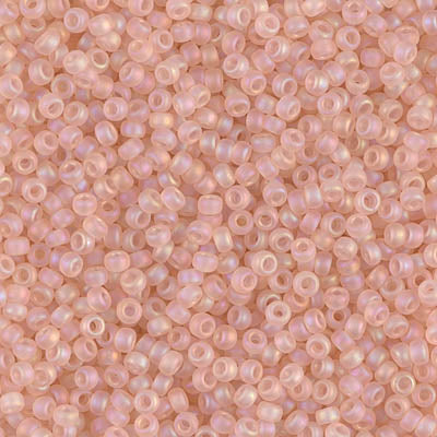 Miyuki 11 Round Seed Bead, 11-155FR, Matte Transparent Light Tea Rose AB, 13 grams