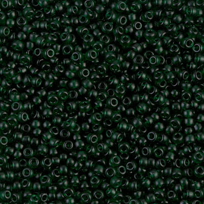 Miyuki 11 Round Seed Bead, 11-156SF, Semi Frosted Transparent Dark Emerald, 13 grams