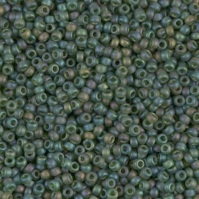 Miyuki 11 Round Seed Bead, 11-158FR, Matte Transparent Olive AB, 13 grams