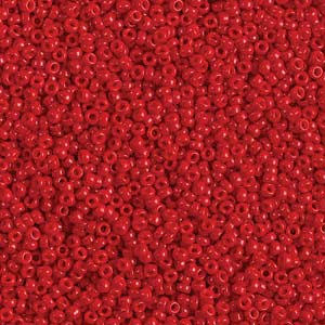 Miyuki 11 Round Seed Bead, 11-1684, Dyed Semi-Frosted Opaque Bright Red, 13 grams