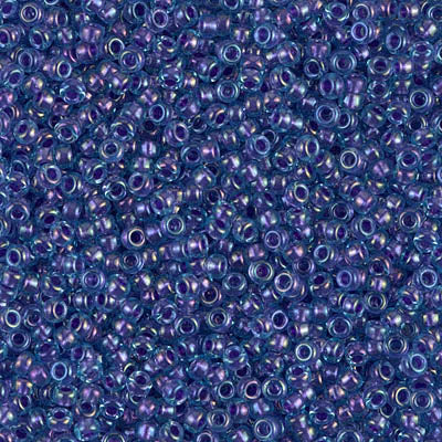 Miyuki 11 Round Seed Bead, 11-1827, Sparkling Purple Lined Aqua Luster, 13 grams
