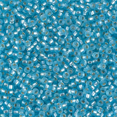 Miyuki 11 Round Seed Bead, 11-18F, Matte Silver Lined Aqua, 13 grams