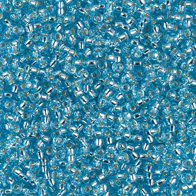 Miyuki 11 Round Seed Bead, 11-18, Silver Lined Aqua, 13 grams