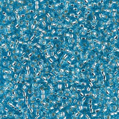 Miyuki 11 Round Seed Bead, 11-18, Silver Lined Aqua, 13 grams