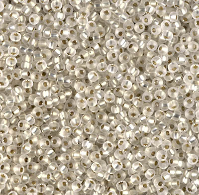 Miyuki 11 Round Seed Bead, 11-1901, Semi Frosted Silver Lined Crystal, 13 grams