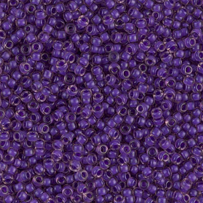 Miyuki 11 Round Seed Bead, 11-1932, Semi-Frosted Dark Lilac Lined Light Amethyst, 13 grams