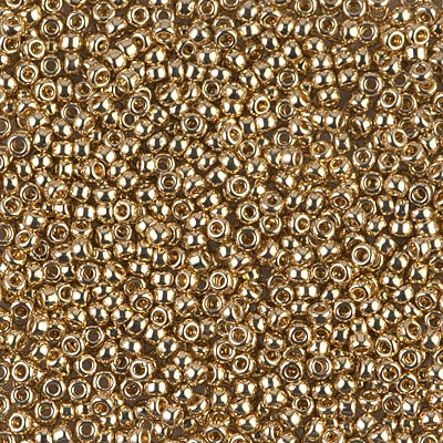 Miyuki 11 Round Seed Bead, 11-193, 24kt Gold Light Plated, 13 grams