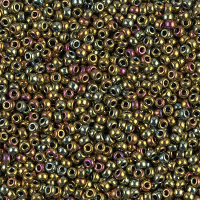 Miyuki 11 Round Seed Bead, 11-1981, Nickel Plated AB, 13 grams