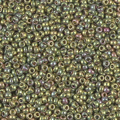 Miyuki 11 Round Seed Bead, 11-1986, 24kt Green Gold Iris, 13 grams