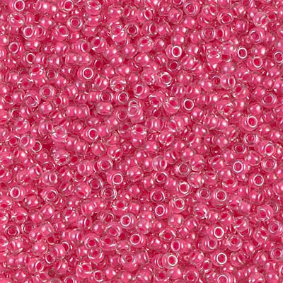 Miyuki 11 Round Seed Bead, 11-208, Carnation Pink Lined Crystal, 13 grams