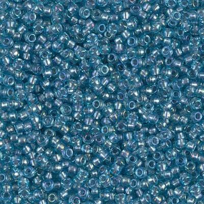 Miyuki 11 Round Seed Bead, 11-2261, Light Gray Lined Aqua AB, 13 grams