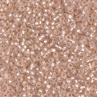 Miyuki 11 Round Seed Bead, 11-23F, Matte Silver Lined Light Blush, 13 grams