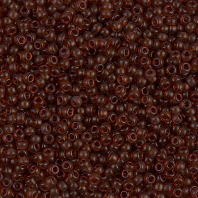 Miyuki 11 Round Seed Bead, 11-2400SF, Semi Frosted Transparent Dark Topaz, 13 grams