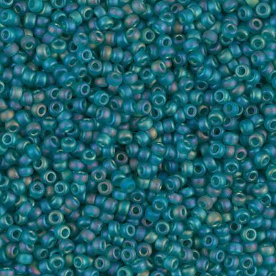 Miyuki 11 Round Seed Bead, 11-2405FR, Matte Transparent Teal AB, 13 grams