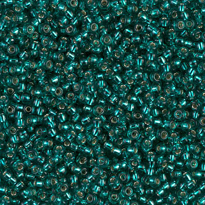 Miyuki 11 Round Seed Bead,11-2425, Silver Lined Teal, 13 grams