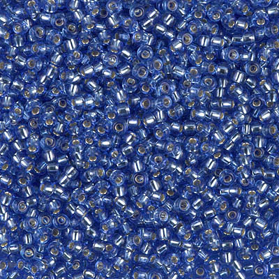 Miyuki 11 Round Seed Bead, 11-2431, Silver Lined Dark Cornflower Blue, 13 grams