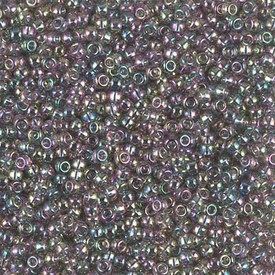 Miyuki 11 Round Seed Bead, 11-2440, Transparent Gray Rainbow Luster, 13 grams