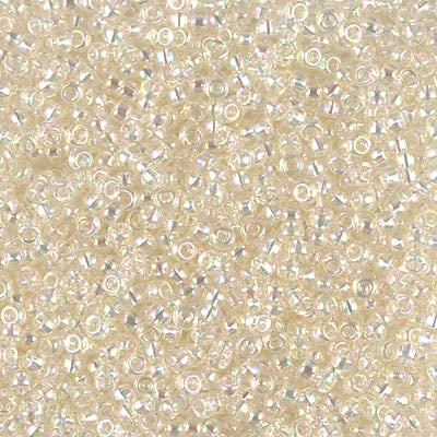 Miyuki 11 Round Seed Bead,11-2442, Transparent Crystal Ivory Gold Luster, 13 grams