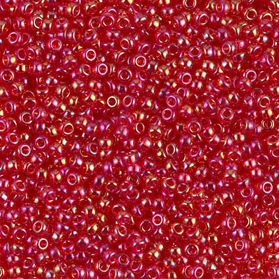 Miyuki 11 Round Seed Bead, 11-254D, Transparent Dark Red AB, 13 grams