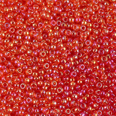 Miyuki 11 Round Seed Bead, 11-254L, Transparent Light Red AB, 13 grams