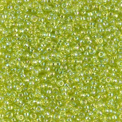Miyuki 11 Round Seed Bead, 11-258, Transparent Chartreuse AB, 13 grams