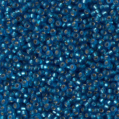 Miyuki 11 Round Seed Bead, 11-25F, Matte Silverlined Capri Blue, 13 grams
