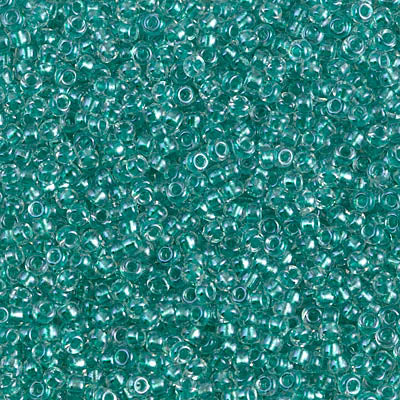 Miyuki 11 Round Seed Bead, 11-2605, Sparkling Aqua Green Lined Crystal AB, 13 grams