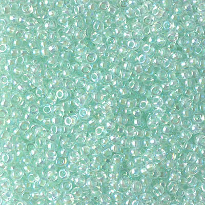 Miyuki 11 Round Seed Bead, 11-271, Light Mint Green Lined Crystal AB, 13 grams