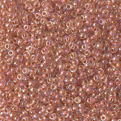 Miyuki 11 Round Seed Bead, 11-275, Dark Peach Lined Crystal AB, 13 grams