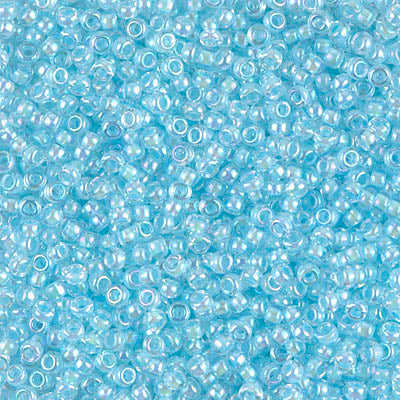 Miyuki 11 Round Seed Bead, 11-278, Aqua Lined Crystal AB, 13 grams
