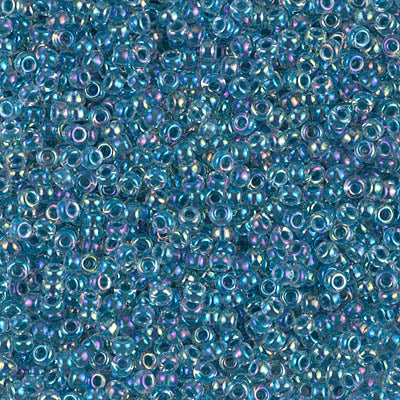 Miyuki 11 Round Seed Bead, 11-279, Marine Blue Lined Crystal AB, 13 grams