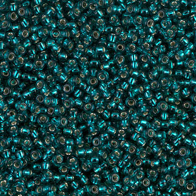 Miyuki 11 Round Seed Bead, 11-30, Silver Lined Transparent Dark Teal, 13 grams