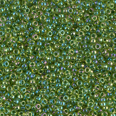 Miyuki 11 Round Seed Bead, 11-341, Green Lined Chartreuse AB, 13 grams