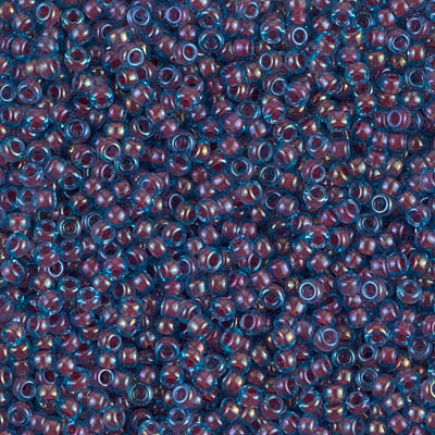 Miyuki 11 Round Seed Bead, 11-346, Magenta Lined Aqua Luster, 13 grams