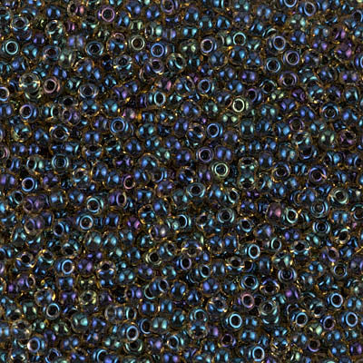 Miyuki 11 Round Seed Bead, 11-349, Dark Blue Lined Topaz Luster, 13 grams