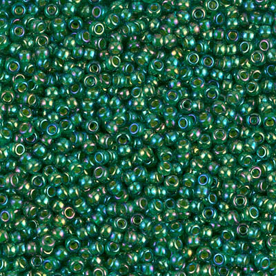Miyuki 11 Round Seed Bead, 11-354, Chartreuse Lined Green AB, 13 grams